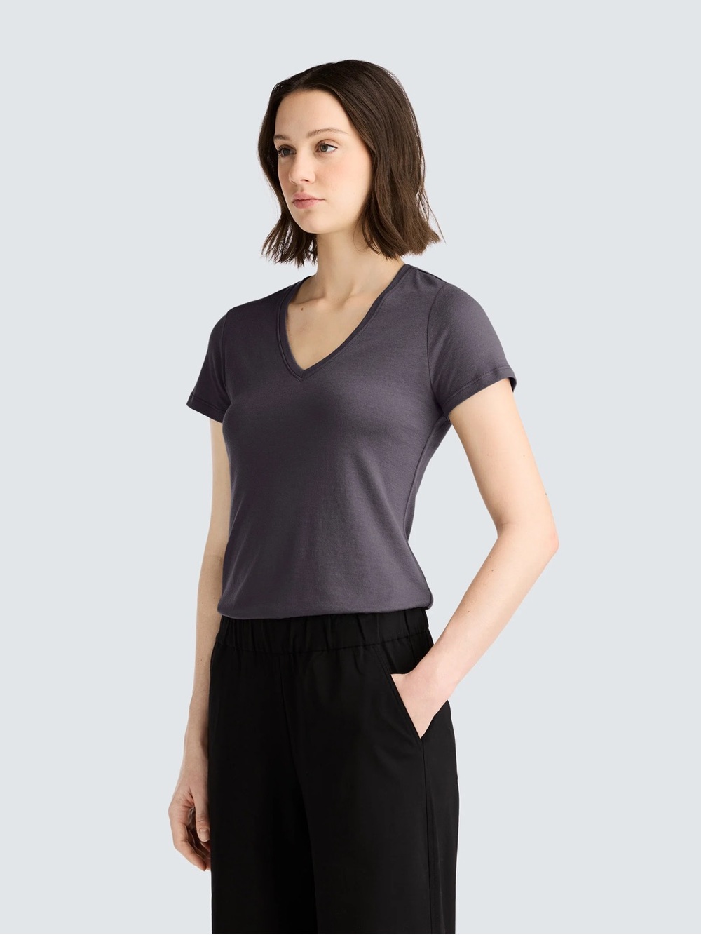 Unbound Merino Wool T-Shirt Womens V-neck Medium